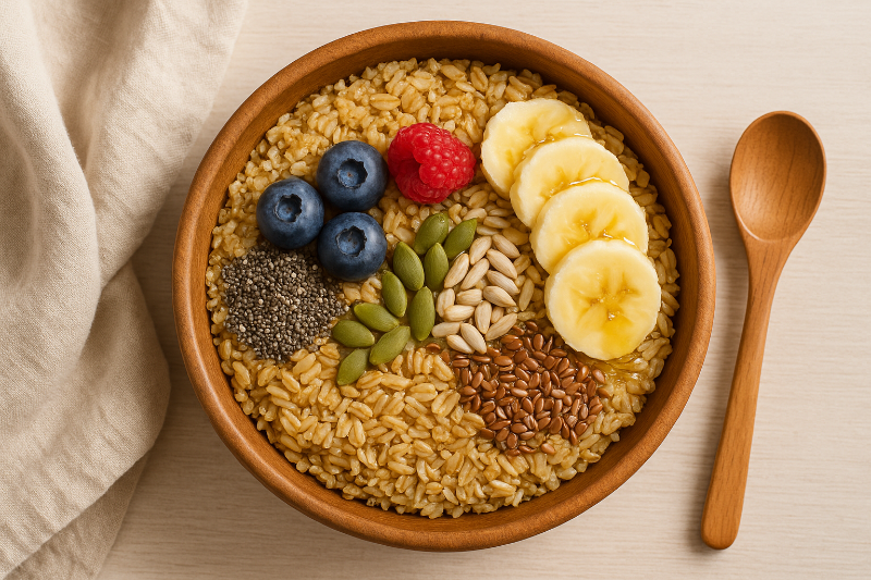 whole grain and seeds breakfast bowl